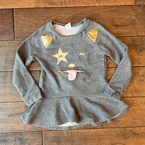 Gap Todsler Girl 4yrs Long Sleev Cat Top Grey